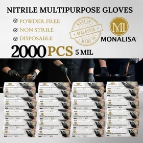 MONALISA&trade; Black Industrial Nitrile Gloves Disposable Black Gloves 5mil 2000PCS