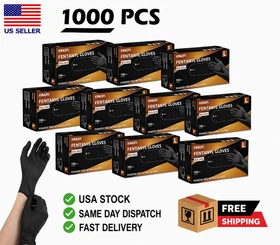 Heavy Duty 6 Mil Black Nitrile Gloves Powder-Free Latex-Free Disposable 1000 Pcs