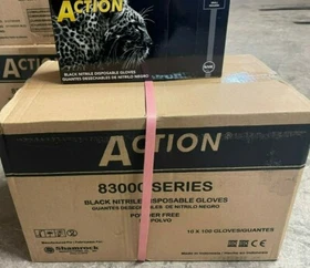 1000 PCS Shamrock Action Industrial Black NitrileTextured 6 MIL Gloves S M L XL