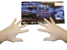 MicroFlex Diamond Grip Powder Free Latex Exam Gloves (100/Box - MED, LG, XL)