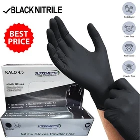 Black Nitrile Disposable Gloves Powder Free Latex Free 4.5 Mil & Size M - XXL