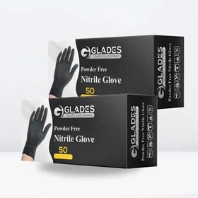 GLADES&trade; Black Heavy Duty Nitrile Gloves Industrial 8mil M-XXL 200 PCS