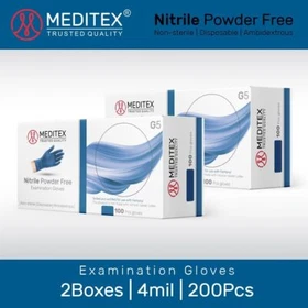 MEDITEX&reg; Blue Exam/Medical Disposable Nitrile Gloves Powde-Free 4mil 200PCS