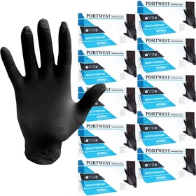 Portwest Powder Free Nitrile Disposable Gloves Black A925 Bulk Medical Mechanic