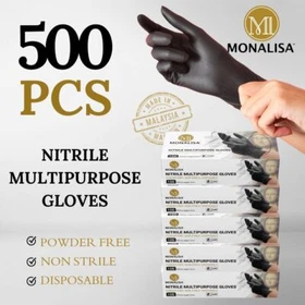 MONALISA&trade; Black Industrial Nitrile Gloves Disposable Black Gloves 5mil 500PCS