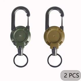 1/2/4Pcs Retractable Heavy Duty Carabiner Reel Keychain Steel Wire Badge Holder