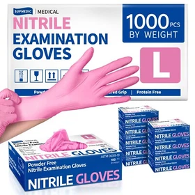 Disposable Nitrile Exam Gloves Powder-Free Food-Safe Cleaning Glove, Rose Quartz