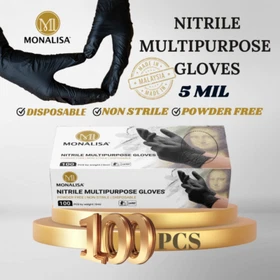 MONALISA&trade; Exam Black Nitrile Gloves Disposable Industrial Gloves Tattoo 5mil