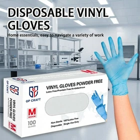 Disposable Blue PVC Gloves - Food Safe Latex & Powder Free All-Purpose Pack
