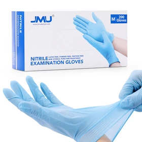 200/1200 JMU Nitrile Gloves Medical Exam 3.5 Mil Latex Free Powder Free XS/S/M/L