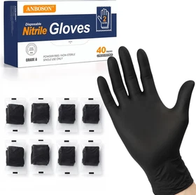 Sanitary Nitrile Gloves Disposable, 40 Pairs (80 Gloves), Individually Wrapped 2
