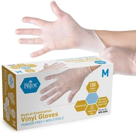 MED PRIDE Medical Vinyl Examination Gloves (Medium, 100-Count) Latex & Rubber