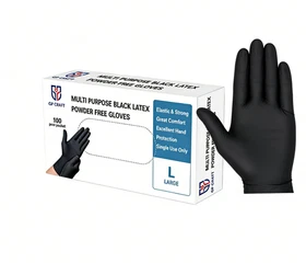 Heavy Duty Black Latex Gloves 5mil Disposable Powder-Free Food Safe