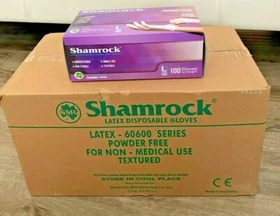 Shamrock Latex Hand Gloves CASE 1,000 pcs, 10 Boxes 100ct/box XS, S, M, L 60600