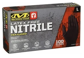 MECHANIX LATEX FREE NITRILE TEXTURED BLACK GLOVES 100 PCE BOX SIZES SML - XXL