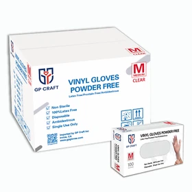 GP Craft Disposable Clear Vinyl Gloves, Latex-Free Powder-Free Gloves 1000pcs