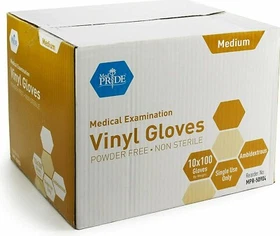 MedPride Powder-Free Vinyl Exam Gloves, Medium
