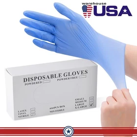 100pcs Nitrile Exam Medical Disposable Gloves Powder Latex Free Hand Food Grade