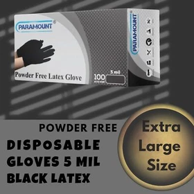 PARAMOUNT&reg; Black 5 mil Latex Tattoo Gloves (Powder Free) Size: M/L/XL 2000 Pcs