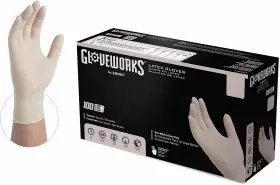 TLF46100BX AMMEX Latex Gloves Box Mil Powder
