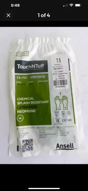73-701 ANSELL Touchntuff Gloves Sterile Chemical Splash