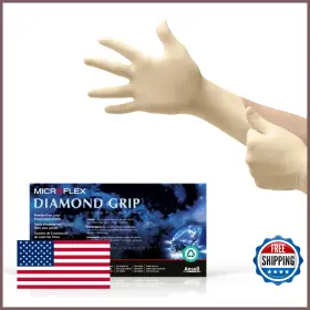 B000JFHN10 ANSELL Microflex Diamond Grip Latex Gloves Box
