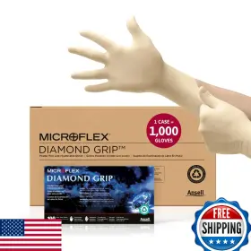 B00137GDFK ANSELL Microflex Diamond Grip Latex Gloves Natural