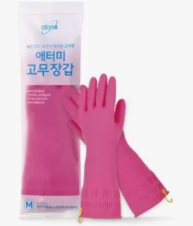 802739469040 ATOMY Pink Natural Latex Gloves Hypoallergenic
