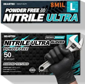 445011124162 BEASTEK Nitrile Disposable Gloves Latex Powder