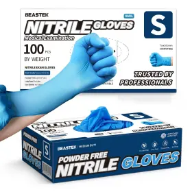 810160180005 BEASTEK Nitrile Exam Gloves Mil Powder Latex Foo