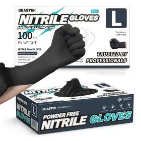 810160180067 BEASTEK Nitrile Exam Gloves Mil Powder Latex Fo