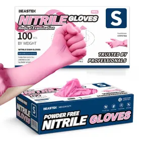 810160180081 BEASTEK Nitrile Disposable Gloves Mil Pink Latex