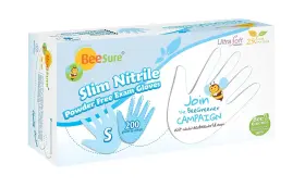BE1126CASE BEESURE Nitrile Powder Exam Gloves Mil Smal