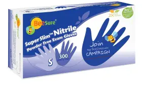 BE1146 BEESURE Superslim Nitrile Powder Exam Gloves Pack