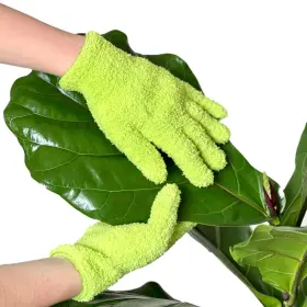 Bys-gloves-grn BLESS YOUR SOIL Microfiber Dusting Plants Lint