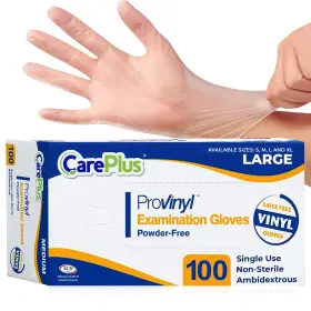 PVPFMG-L-1 CARE PLUS Medical Pro Exam Gloves Latex Powder