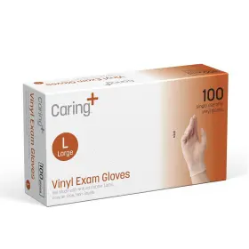 197344012728 CARING Exam Gloves Powder Natural Rubbe