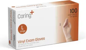 445027290295 CARING Exam Gloves Powder Natural Rubber Latex