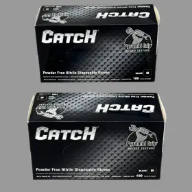 GL-NT107BK CATCH Pack Total Pyramid Grip Powder Nitrile Glove