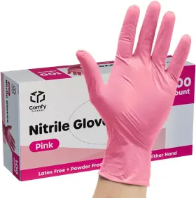 313112223282 COMFY PACKAGE Pink Nitrile Disposable Gloves