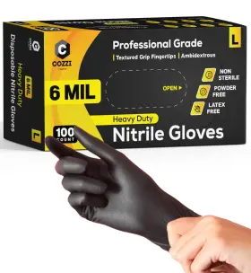 CC-BLKGL-100PC COZZI CRAFTS Nitrile Gloves Mil Disposable