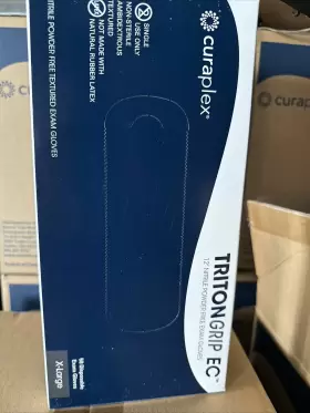 1012-47142 CURAPLEX Nitrile Gloves Tritongrip Cuff Latex #2