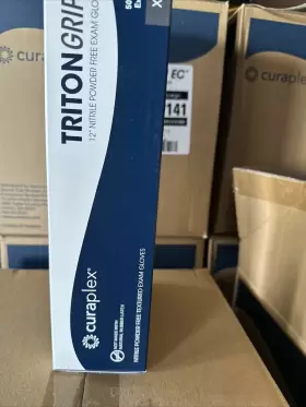 1012-47142 CURAPLEX Nitrile Gloves Tritongrip Cuff Latex #3