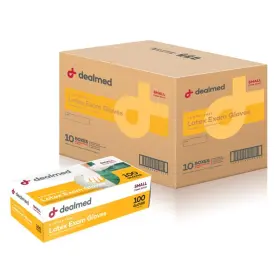 787410 DEALMED Latex Exam Gloves Powder Cream Pack