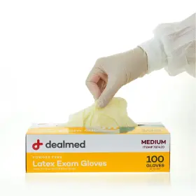 859140003286 DEALMED Medical Exam Gloves Cream Latex Dispo
