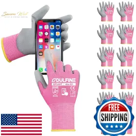 B0DFL7QQD3 DULFINE Coated Seamless Knit Gloves Pink Finger