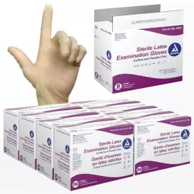 2453 DYNAREX Sterile Latex Exam Gloves Cuffed Powder #2