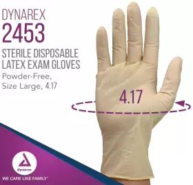 2453 DYNAREX Sterile Latex Exam Gloves Cuffed Powder #3