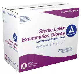 2453 DYNAREX Sterile Latex Exam Gloves Cuffed Powder
