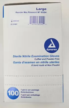 51691 DYNAREX Sterile Nitrile Surgical Gloves Powder Box #3